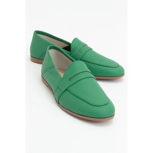 LuviShoes F05 Zelené Kožené Dámské Baleríny z Pravé Kůže