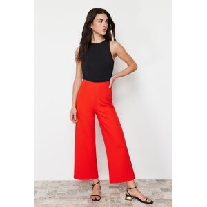 Trendyol Red Culotte Fit High Waist Stretch Knitted Trousers