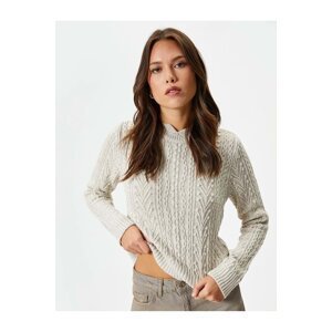 Koton Crew Neck Sweater Braided Patterned Slim Fit