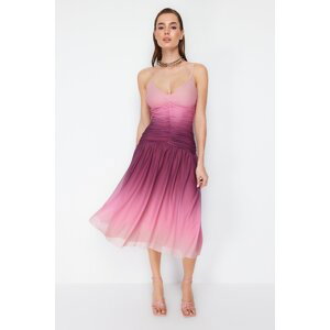 Trendyol Multicolored A-Line Tulle Knitted Dress