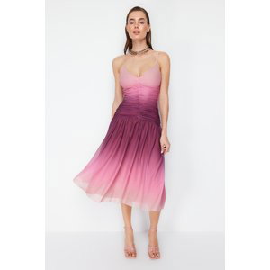 Trendyol Multicolor Open Waist/Skater Tulle Knitted Dress