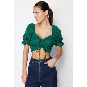 Trendyol Green Gathered Detailed Woven Blouse