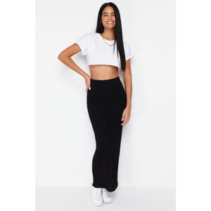 Trendyol Black Flat Waist Elastic Maxi High Waist Flexible Knitted Pencil Skirt