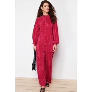 Trendyol Fuchsia Pleated Knitted Two Piece Set