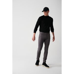 Avva Men's Anthracite Dobby Flexible 5 Pockets Slim Fit Slim Fit Canvas Trousers
