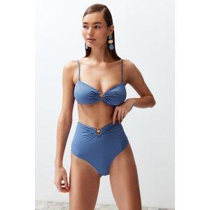 Trendyol Blue Premium Accessory High Waist Hipster Bikini Bottom