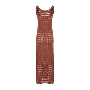 Trendyol Brown Maxi Slit Knitwear Look Beach Dress