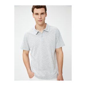 Koton Marked Polo Neck T-shirt with Buttons, Short Sleeves.