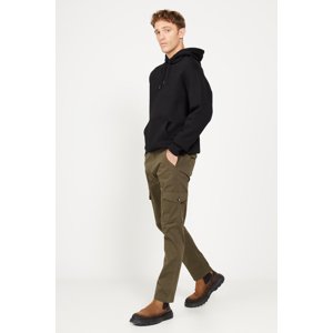 Pánské khaki extra slim fit kalhoty s cargo kapsami z bavlněného streče od AC&Co / Altınyıldız Classics