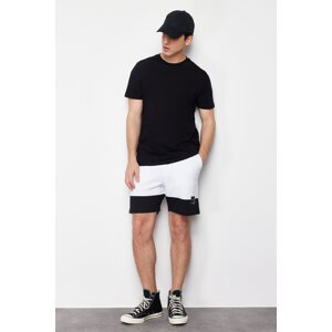 Trendyol White Regular/Real Fit Contrast Color Block Cotton Labeled Shorts