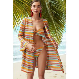 Trendyol Geometric Patterned Belted Mini Knitted Kimono&Kaftan