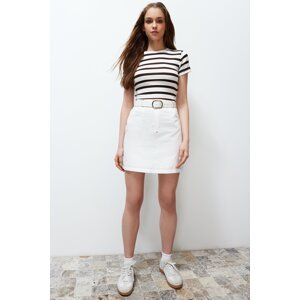 Trendyol Ecru Gabardine Fabric Pencil Straight Cut Mini Length Woven Skirt