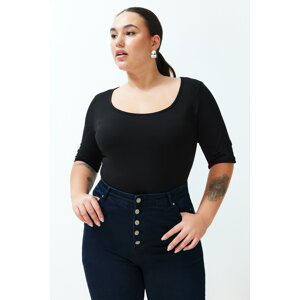 Trendyol Curve Black Fitted Knitted Blouse