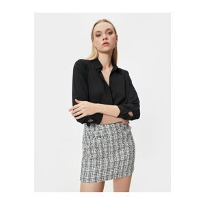 Koton Mini Tweed Skirt Normal Waist