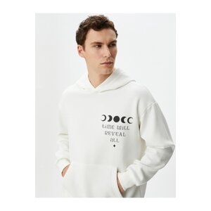 Koton Oversize Hoodie Back Printed Slogan Kangaroo Pocket