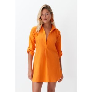 Oranžové mini plážové šaty z tkané 100% bavlny od značky Trendyol