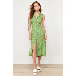 Trendyol Green Floral Viscose Midi Woven Dress