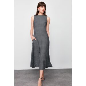 Trendyol BlackGeometric Patterned Straight Cut Midi Woven Dress