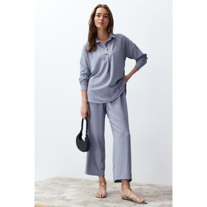 Trendyol Gray Buttoned Blouse Trousers Woven Bottom-Top Set