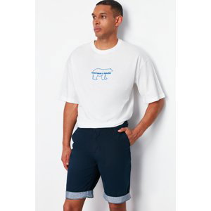 Trendyol námořnicky modré regular fit gabardénové šortky s dvojitou nohavicí