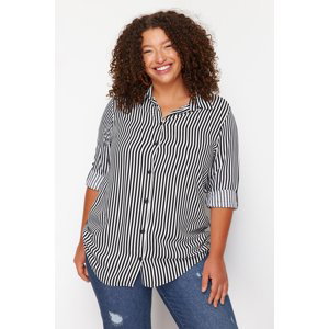 Trendyol Curve Black and White Striped Shirt