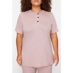 Trendyol Curve Powder Polka Dot Knitted Pajamas Set