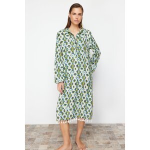 Trendyol Geometric Print Maxi Woven Tassel Beach Dress