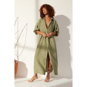 Trendyol Green 100% Linen Oversize Maxi Dress