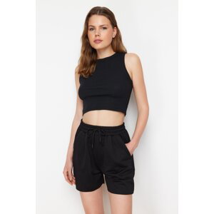 Trendyol Black Ribbed Undershirt and Shorts Flexible Knitted Two Piece Set