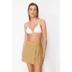 Trendyol Beige Woven Slit Linen-blend Short Skirt