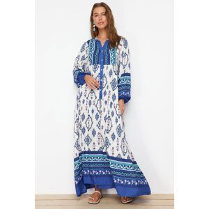 Trendyol Blue Floral Pattern Woven Viscose Dress
