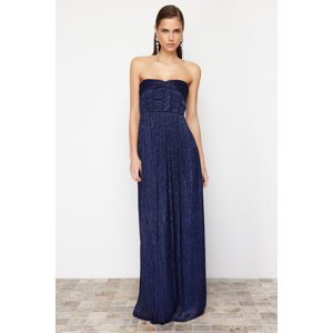 Trendyol Saks A-Cut Straight Fitted Knitted Evening Dress & Graduation Dress