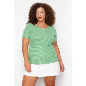 Trendyol Curve White-Green Striped Knitted Blouse