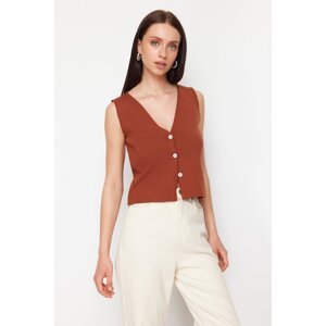 Trendyol Brown Basic Vest Look Premium Yarn/Special Yarn Knitwear Blouse