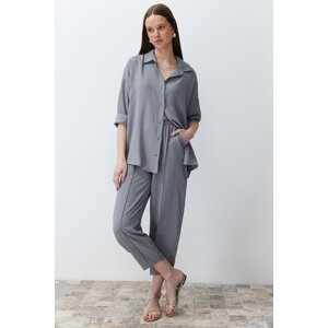 Trendyol Gray Shirt Trousers Aerobin Woven Two Piece Set