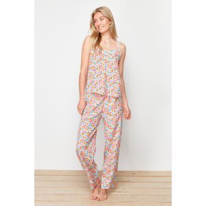 Trendyol Multicolored Floral String Strap Woven Pajama Set
