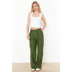 Trendyol Khaki Cargo Pocket Wide Leg Woven Trousers