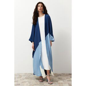 Trendyol Indigo Color Blocked Long Woven Cap & Abaya