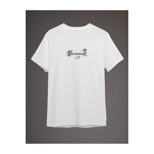 Trendyol White Los Angeles Printed Regular/Normal Cut T-shirt