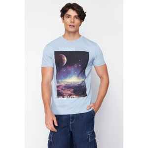 Trendyol Blue Galaxy Printed Regular Cut T-Shirt