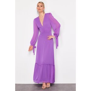 Trendyol Purple Chiffon Long Evening Dress