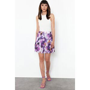 Trendyol Purple Skirt Frilly Printed Mini Skirt