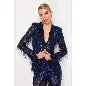 Trendyol Navy Blue Woven Sequin Jacket