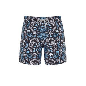 Trendyol Black Standard Size Coral Patterned Beach Shorts