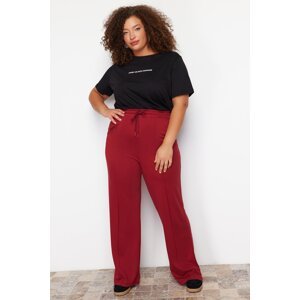 Trendyol Curve Claret Red High Waist Wide Leg Knitted Trousers