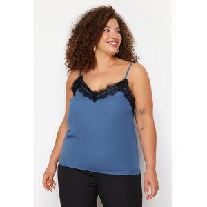 Trendyol Curve Indigo Strappy Lace Woven Plus Size Blouse