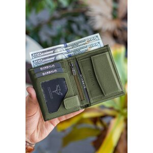Garbalia Dortmund Men's Green Genuine Leather Wallet with Rfid-blocking Coin Compartment