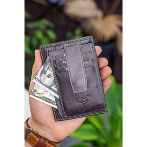 Garbalia Nevada Crazy Leather Gray Unisex Card Holder Wallet with Coin Compartment