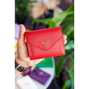 Garbalia Columbia Vegan Leather Women's Red Mini Wallet with Coin Hole and Wide Card Holder