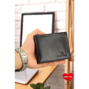 Tonny Black Original Men's Genuine Leather with Gift Box and Paper Money Compartment Classic Stylish Model Wallet with Card Holder Black.